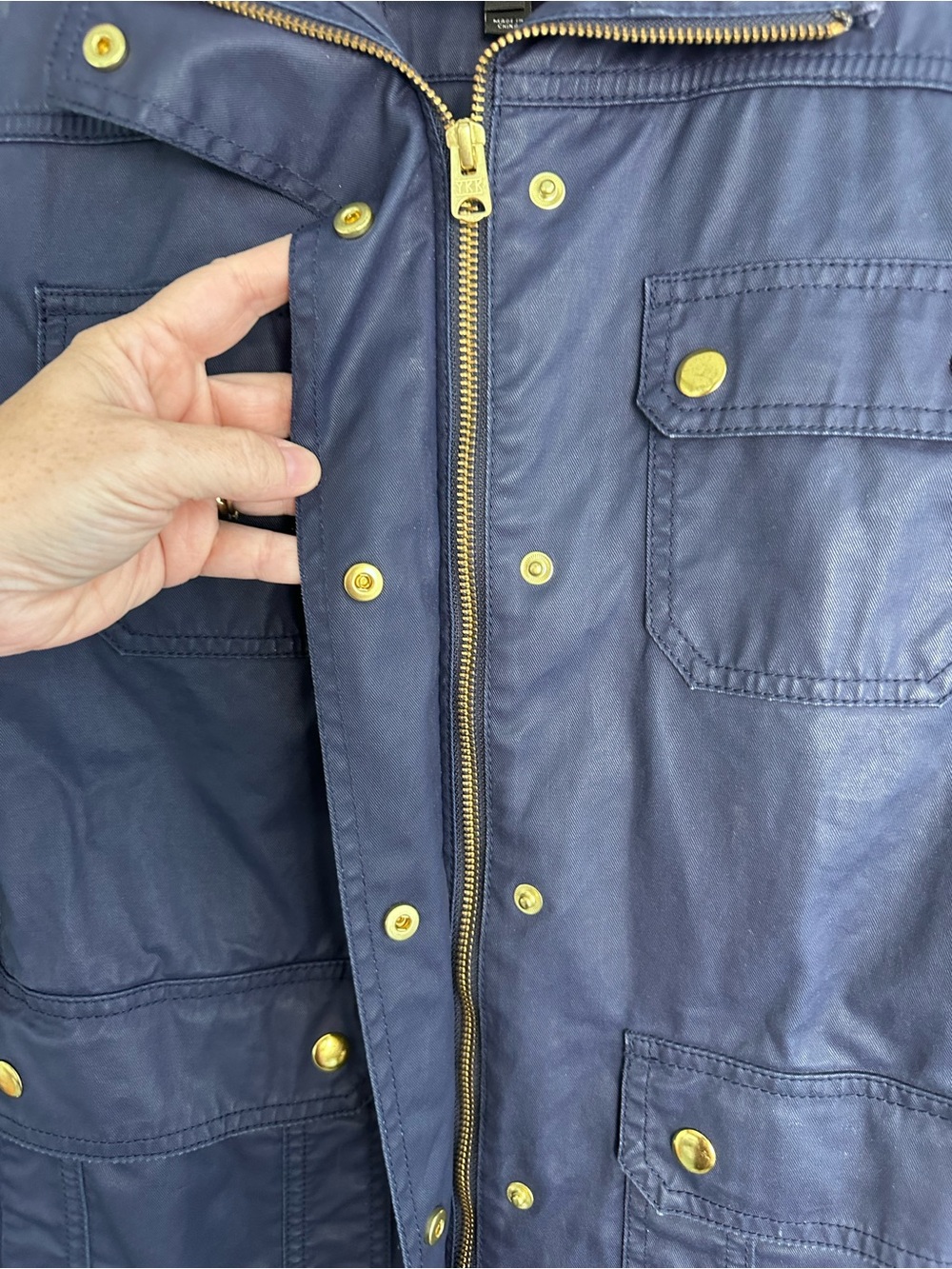 J.Crew Navy Blue Utility Field Jacket Womens Size Small Zip Snap Lightweight - Picture 5 of 9